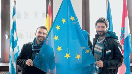 Kultureller Austausch. Studierende aus Italien und der Türkei zeigten Flagge für Europa.