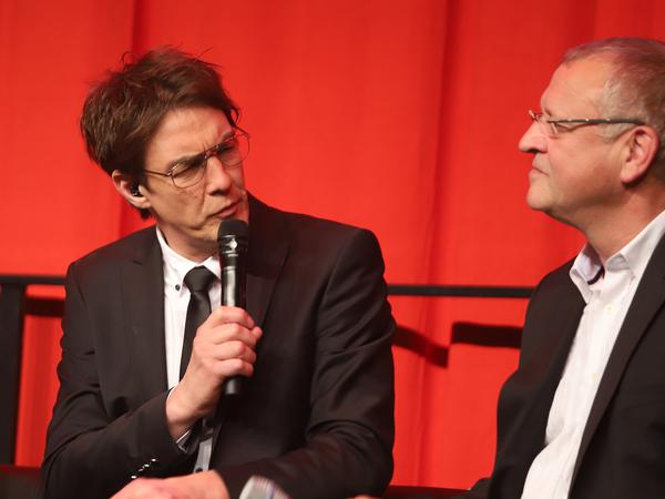 Sportgala-Moderator Matze Knop als Franz Beckenbauer im Interview mit dem Landessportbund-Vorstandvorsitzenden Andreas Gerlach.