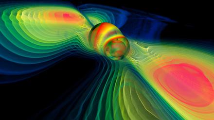 Die Signale von verschmelzenden Schwarzen Löchern konnten die Wissenschaftler mit Hilfe von Gravitationswellen messen. 