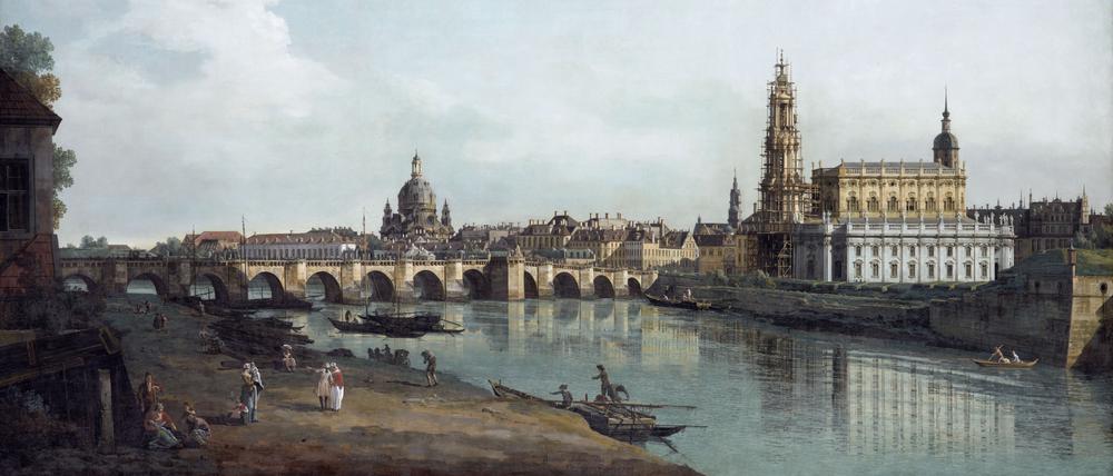 Bernardo Bellotto, Dresden vom rechten Elbufer unterhalb der Augustusbrücke, 1748.
