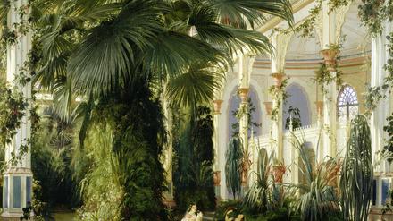 Karl Blechens Gemälde zeigt das Innere des Palmenhauses auf der Pfaueninsel - auch dort werden die Musikfestspiele gastieren.