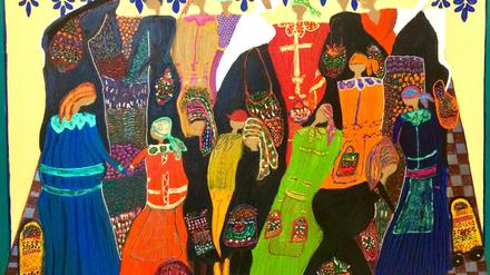 Bunte Vielfalt. Anat Geller malt das Leben in ihrer Heimat Israel. Ein Motiv sind ihre Nachbarn auf dem Markt der Drusen.