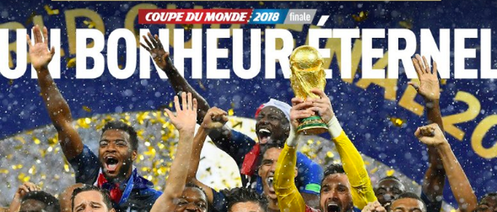 Die "L'Equipe" feiert die französischen Weltmeister auf der Titelseite mit den Worten "Ein ewiges Glück". 