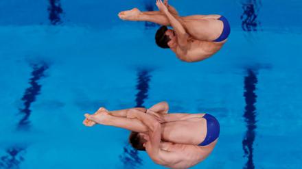 Die Anspannung hat sich gelohnt: Patrick Hausding und Lars Rüdiger gewinnen Bronze im Wasserspringen.