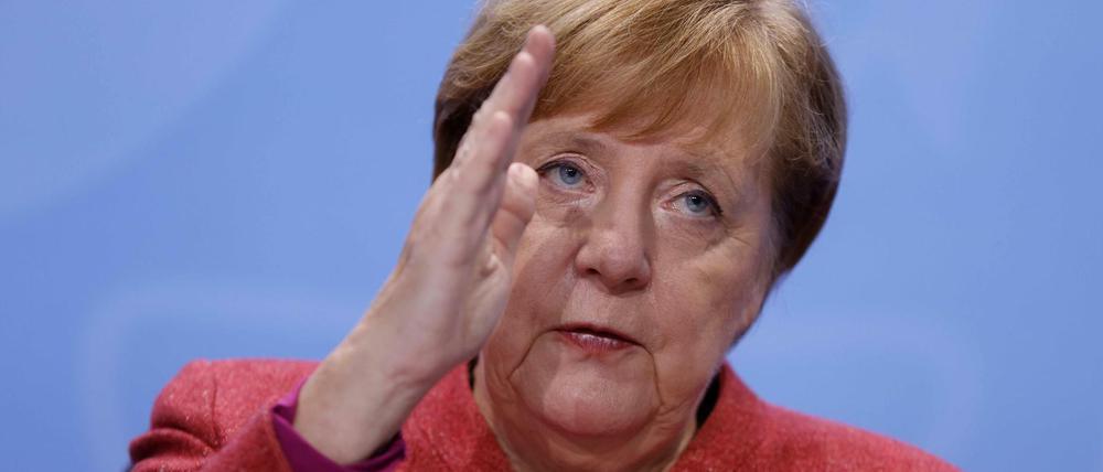 Mahnerin der Nation. Angela Merkel auf der Videokonferenz am Montag.