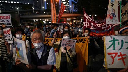 Eine von vielen Protestveranstaltungen im Vorfeld der Olympischen Spiele in Tokio.