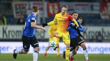 Sebastian Polter blieb gegen Bielefeld ohne Tor, in Unions Angriff ist er trotzdem gesetzt.