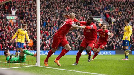 Martin Skrtel und Kolo Touré bejubeln Liverpools erstes Tor am Samstag. 