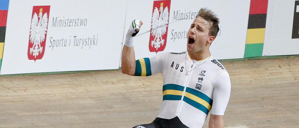 Der zweifache Sieger: Samuel Welsford und die Australier haben bei der Bahnrad-WM viel zu jubeln.