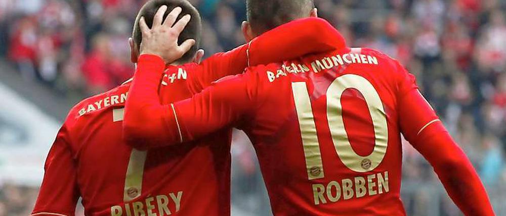 Die beiden Flügelstürmer Franck Ribery (l., 1 Tor, 3 Vorlagen) und Arjen Robben (2 Tore, 2 Vorlagen) stellten die Hoffenheimer Defensive vor unlösbare Probleme an diesem Nachmittag.