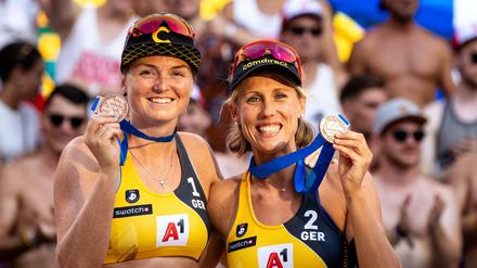 Karla Borger und Julia Sude holen bei der Beach-EM die Bronzemedaille.