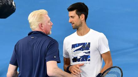Boris Becker und Novak Djokovic im Februar 2020