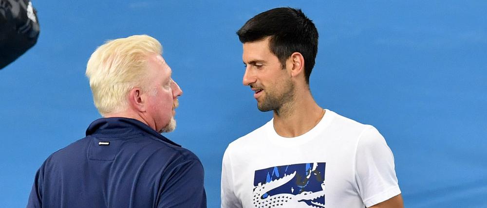Boris Becker und Novak Djokovic im Februar 2020