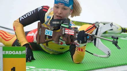 Magdalena Neuner holte bei der 10-km-Verfolgung "nur" Silber.