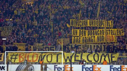 Bild not welcome. Dortmunder Fanprotest am Donnerstag.