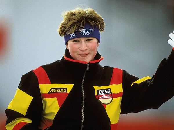 Olympisches Silber mit 19. Claudia Pechstein 1992 in Albertville. 