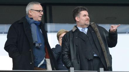 Nah bei Hertha. Michael Ottow (rechts, mit Präsident Werner Gegenbauer) war 30 Jahre lang ehrenamtlich für Hertha BSC tätig. 