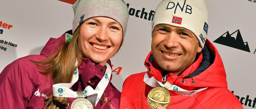 Erfolgreiches Paar: Darja Domratschewa aus Weißrussland und Ole Einar Björndalen aus Norwegen sind seit zwei Jahren verheiratet. 