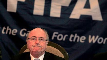 FIFA-Präsident Blatter bei einer Pressekonferenz im April 2013 in Havanna auf Kuba. 
