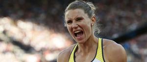 Freude bei Carolin Schäfer. Die Siebenkämpferin holte die erste deutsche Medaille bei der Leichtathletik-WM.