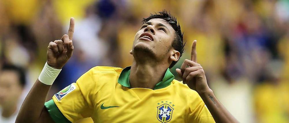 Wie Kaka. Der Jubel des brasilianischen Ausnahmestürmers Neymar erinnert an seinen Vorgänger.