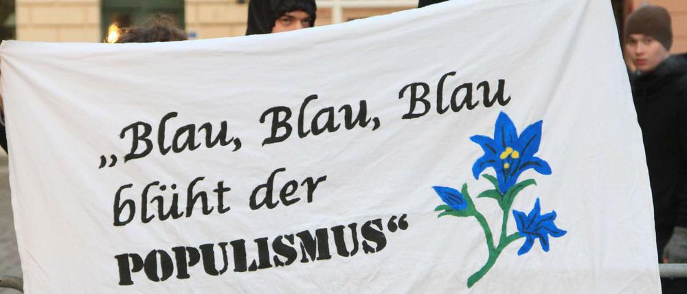 Demonstration gegen Rechtspopulisten in der Hansestadt Stralsund (Landkreis Vorpommern Rügen).
