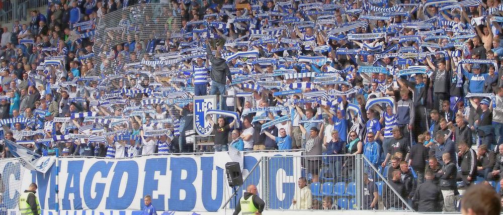 Treu ergeben. Die Fans des 1. FC Magdeburg kommen auch in der Regionalliga noch zahlreich.