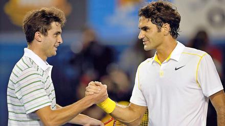 "Ich hoffe, ich treffe Dich nie wieder". Roger Federer nach seinem mühsamen Erfolg gegen Angstgegner Gilles Simon.