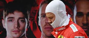 Alles Kopfsache. Sebastian Vettel hat Konkurrenz von Teamkollege Charles Leclerc (l.) und Weltmeister Lewis Hamilton. 