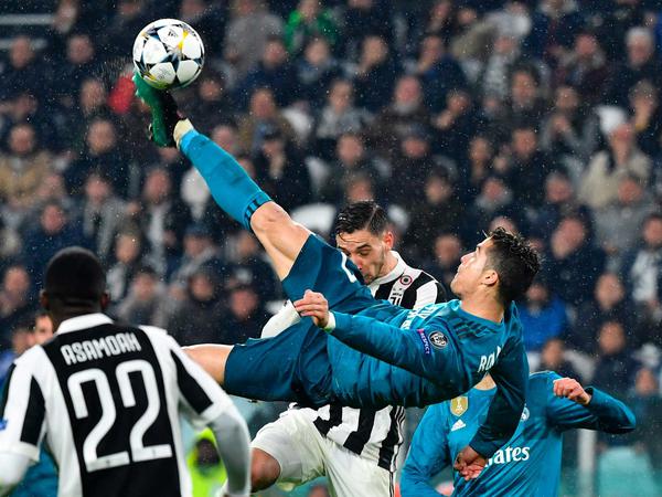 Für Real Madrid traf Ronaldo in der vergangenen Europapokalsaison per Fallrückzieher gegen Turin.