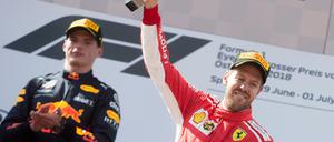 Profiteure. Max Verstappen (l.) holte sich den Grand-Prix-Sieg, Sebastian Vettel die WM-Führung zurück.