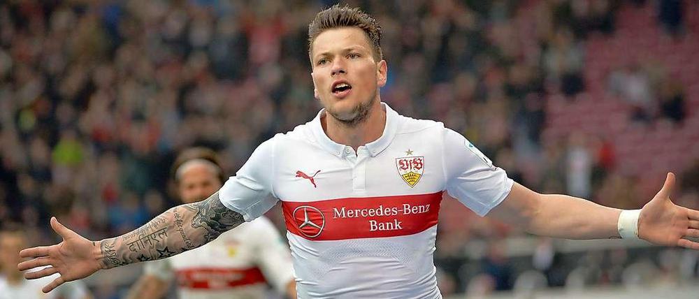 Plötzlich vorn: Daniel Ginczek jubelt nach seinem Treffer zum 2:1 gegen Eintracht Frankfurt.