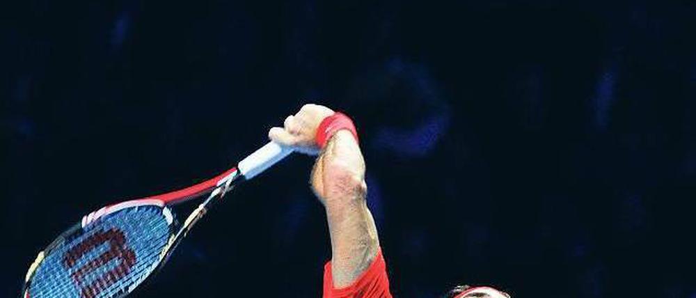 Augen zu und durch. Auch Federer ist am Saisonende am Ende seiner Kräfte. Foto: Reuters