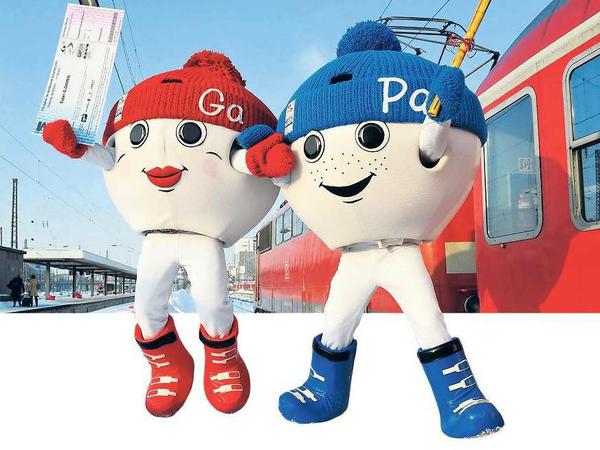 "Ga" und "Pa", die Maskottchen der Ski-WM, die im Februar in Garmisch stattfindet.