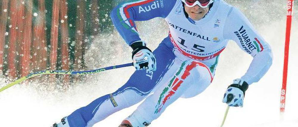 Mit Volldampf ins Glück. Christof Innerhofer rast im Super-G in Garmisch-Partenkirchen zum WM-Gold. Zuvor hatte der Italiener erst ein einziges Weltcuprennen gewonnen – und das auch noch in einer anderen Disziplin. Foto: Reuters