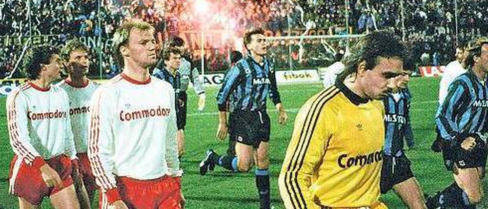 Die Helden von Mailand. Dem FC Bayern mit Torhüter Raimond Aumann (vorn) gelang 1988 beim FC Internationale eine grandiose Aufholjagd. 