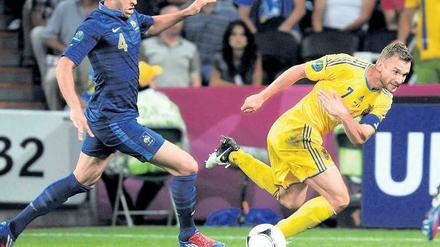 Stolperfalle. Andrej Schewtschenko und die Ukraine stehen nach dem 0:2 gegen Frankreich in der Kritik. Foto: dapd