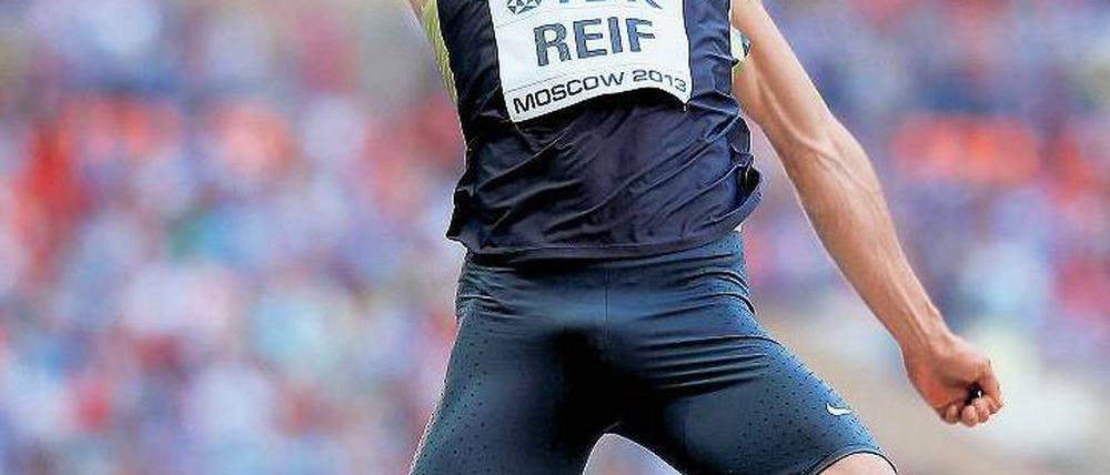 Nicht weit genug. Christian Reif sprang in Moskau auf 8,22 Meter. Foto: dpa