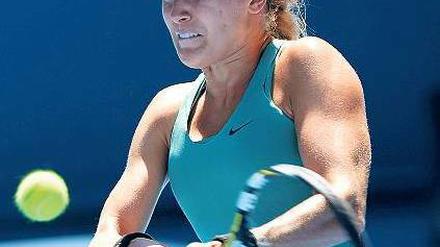 Jung und kräftig. Bouchard schlug im Viertelfinale von Melbourne Ana Ivanovic. Foto: AFP
