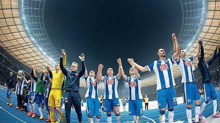 Hier feiern nur wir! Zuletzt drei Mal in Folge, denn da gelangen Hertha Siege im Olympiastadion.