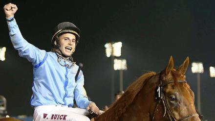 Zehn-Millionen-Dollar-Pferd. Jockey William Buick war mit Prince Bishop am Samstagabend in Dubai nicht zu schlagen.