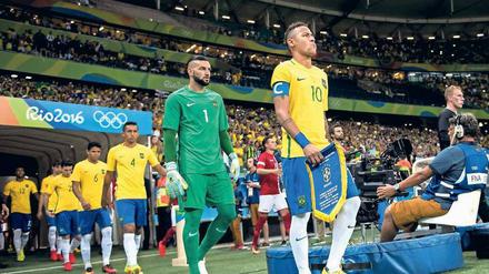 Schon Bammel vor Alemanha? Brasiliens Fußballer um Star Neymar wollen in Rio ein Trauma begraben.