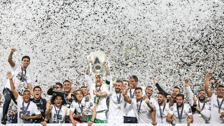 Real Madrids Mannschaft nach dem Gewinn der Champions League im Mai 2016.