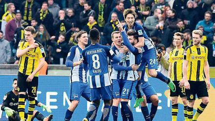 So kann es gehen. In der vergangenen Saison gewann Hertha im Olympiastadion 2:1 gegen Dortmund.