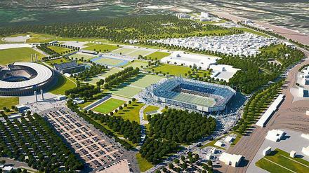 Auf dem Olympiagelände in Berlin soll das neue Hertha-Stadion stehen. Hier ein Modell.