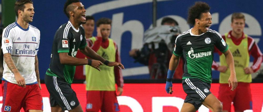Jubel: Leroy Sané (r.) nach seinem Treffer zum 1:0 für den FC Schalke.
