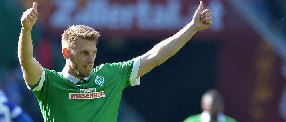 Matchwinner in seinem vorletzten Spiel für Werder Bremen: Doppeltorschütze Aaron Hunt.
