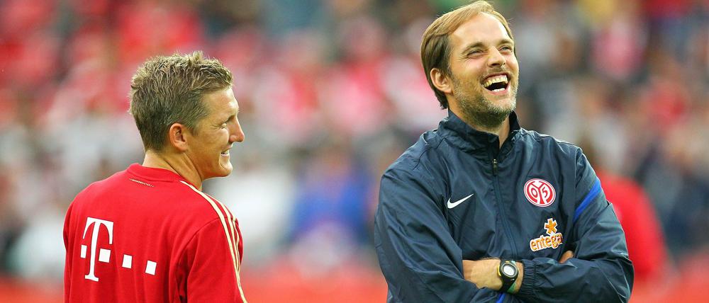Gute Laune: Gegen den FC Bayern und Bastian Schweinsteiger (links) spielte Thomas Tuchel in Mainzer Zeiten gerne.