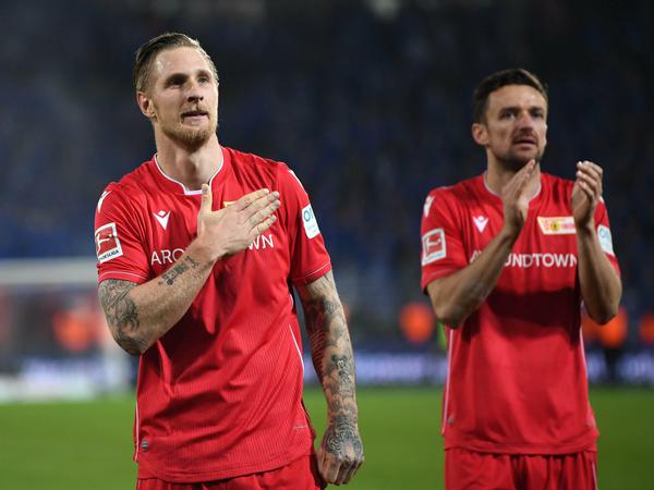 Union im Herzen: Sebastian Polter (links) nach dem Derbysieg im November gegen Hertha.