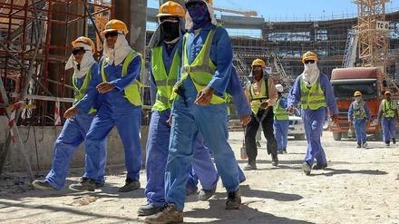 ausländische Arbeiter auf einer der WM-Baustellen in Katar. 